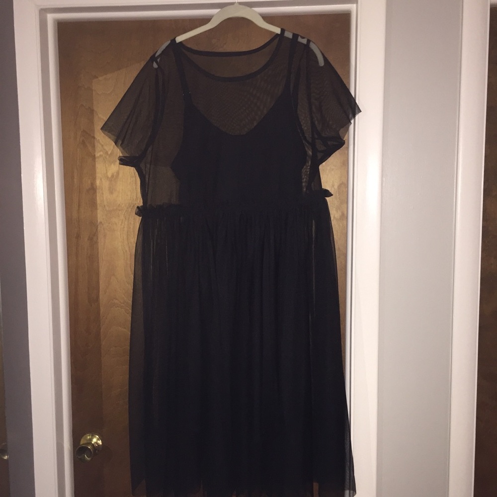 Torrid Slip Dress with Mesh Overlay